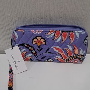 Vera Bradley Purple Floral Quilted Zip Wristlet Wallet